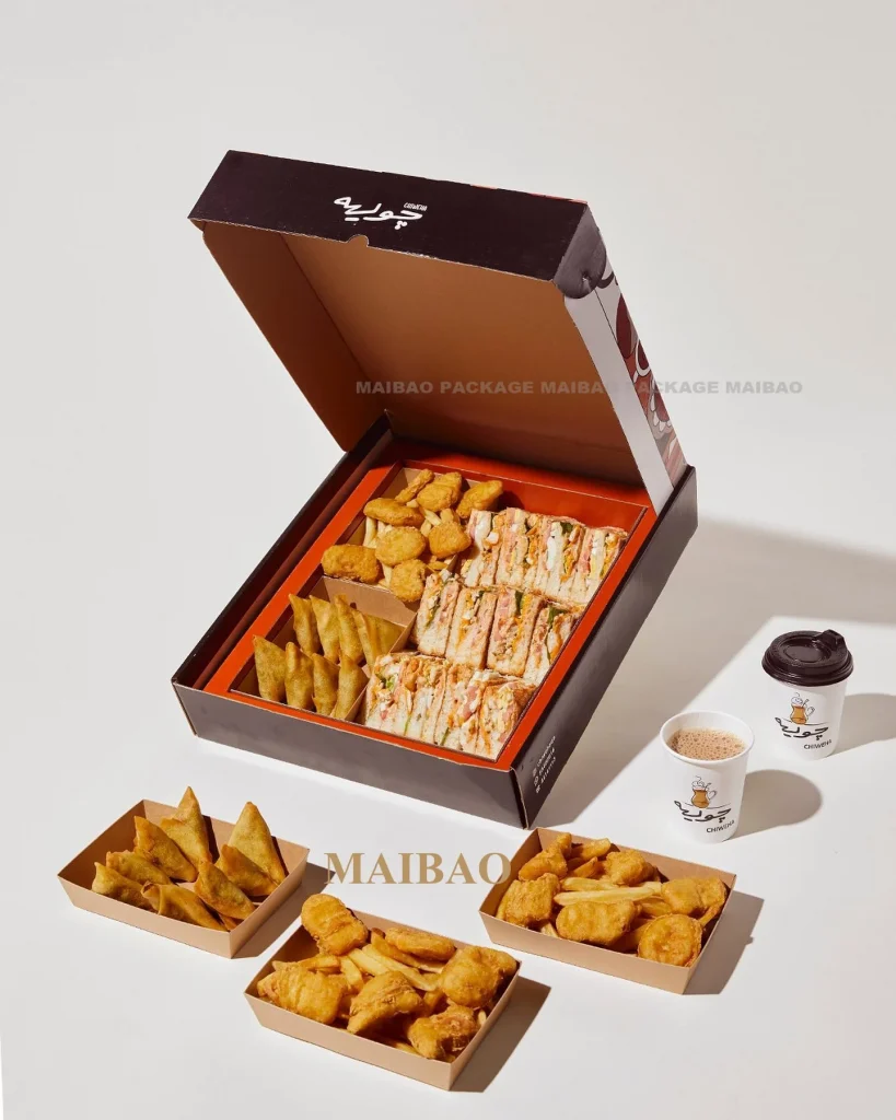 Изготовленные на заказ пищевые шоколадные коробки с разделителями, бумажная коробка для десертного печенья, блинов, общественного питания, упаковочная коробка для вафель