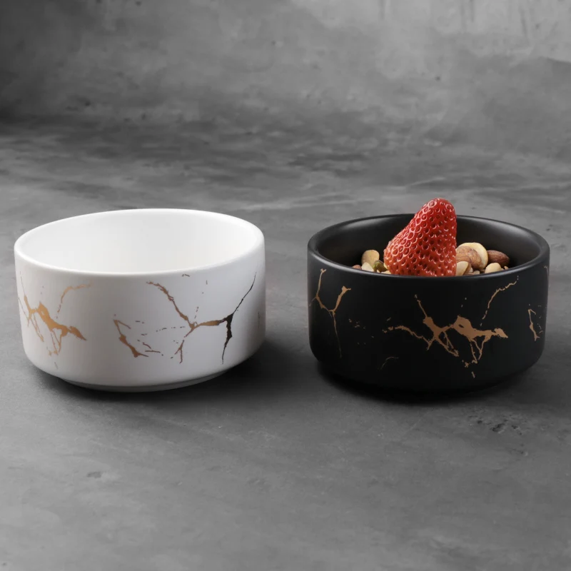 Керамические штабелируемые миски, золотая мраморная посуда, тарелки и миски по индивидуальному заказу, мраморные обеденные фарфоровые тарелки для ресторана