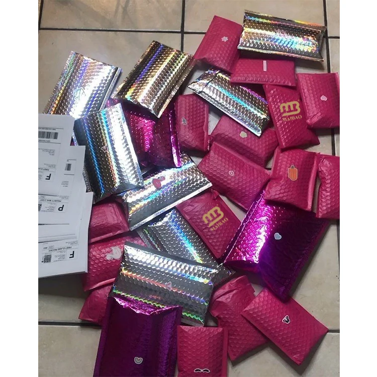 Пользовательская пузырьковая почтовая программа с логотипом, ювелирный бутик, подарочные парики, почтовая сумка, голографическая пузырьковая почтовая программа, мягкие конверты для доставки