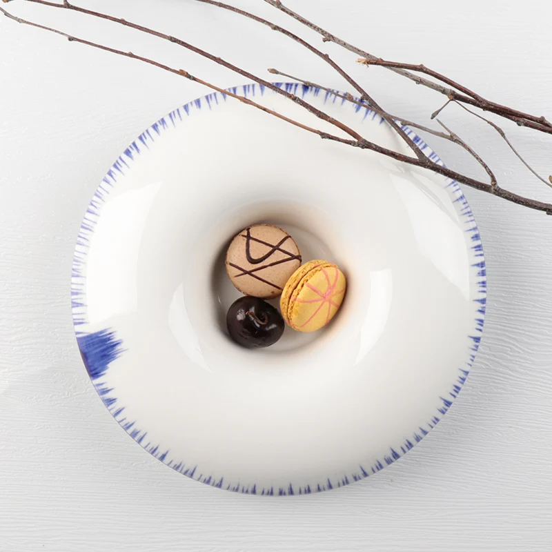 Оптовая продажа, балетные синие керамические глубокие тарелки, фарфоровая тарелка для ресторана, тарелка для макарон, керамическая тарелка для отеля, суповая тарелка