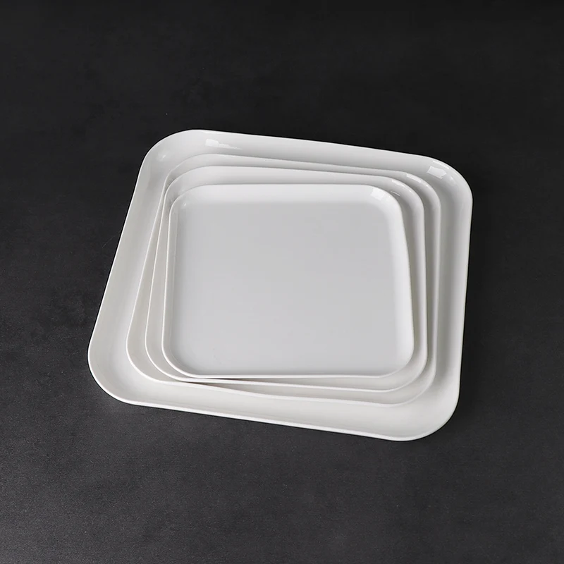 Дешевый набор керамической посуды для ресторана, фарфоровая сервировочная тарелка, белый набор керамической посуды квадратной формы для общественного питания