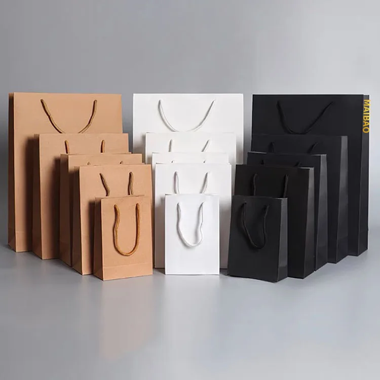 Дешевые маленькие коричневые/белые подарочные пакеты с ручками с ручками