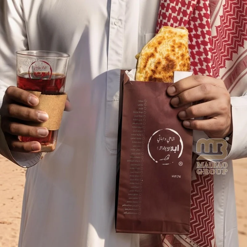 Изготовленный на заказ небольшой плоский V-образный нижний маслостойкий пергамин с воском, бумажный пакет для упаковки пищевых сэндвичей, закусок, чипсов, хлебобулочных изделий, печенья