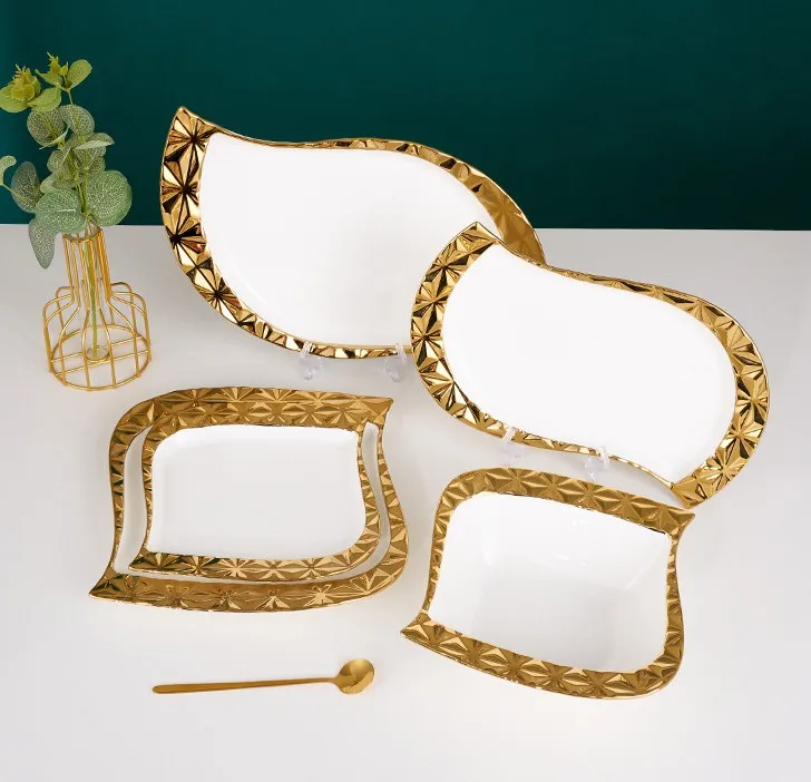 Factory Price Luxury Modern Lifestyle Modern Wedding Luxury Tableware Porcelain Plate