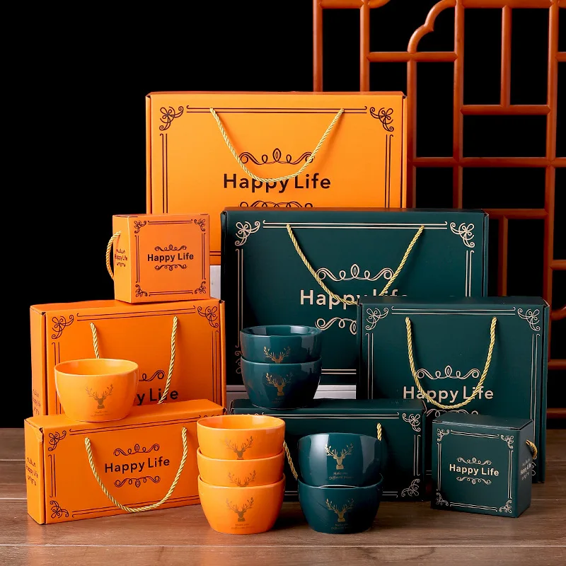 Hot Sale Cheap Customization Cheap Business Wedding Gift Single Gift Box Ceramic Bowl Set