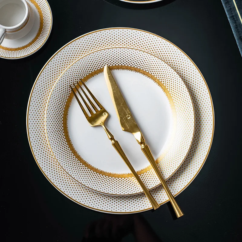High Quality Hand-painted Golden Edge Elegant Design Modern Lifestyle Dinner Plate