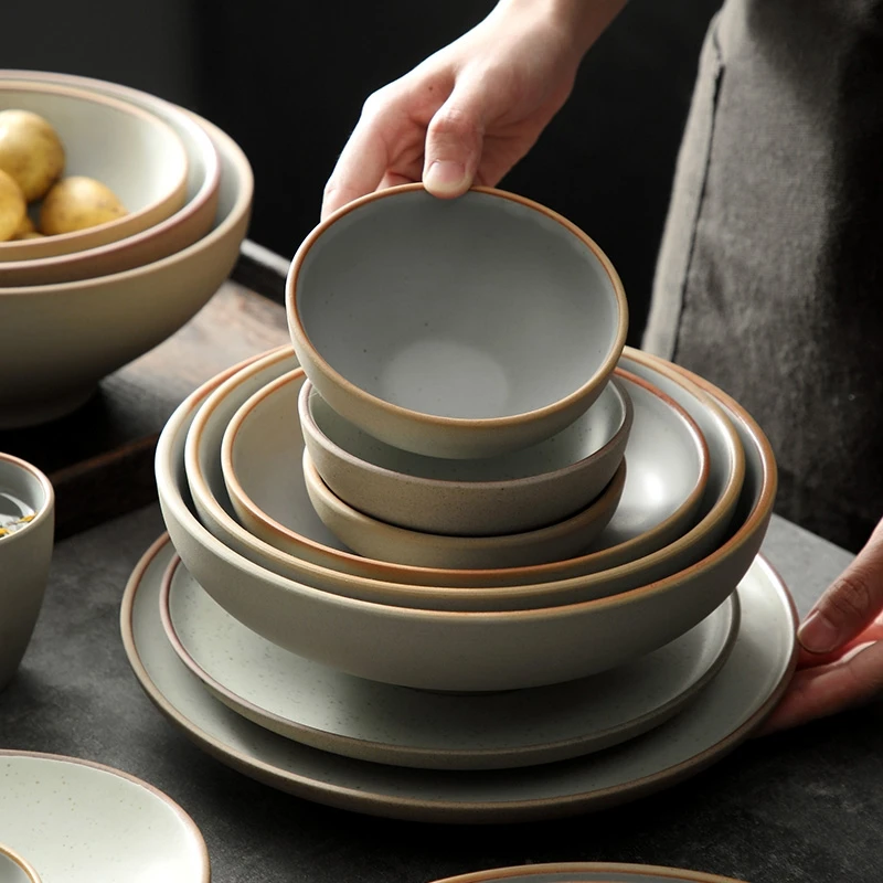 Nordic Modern Wedding Tableware Solid Color Matte Design Cheap Ceramic Serving Dinner Set Sustainable Dinnerset
