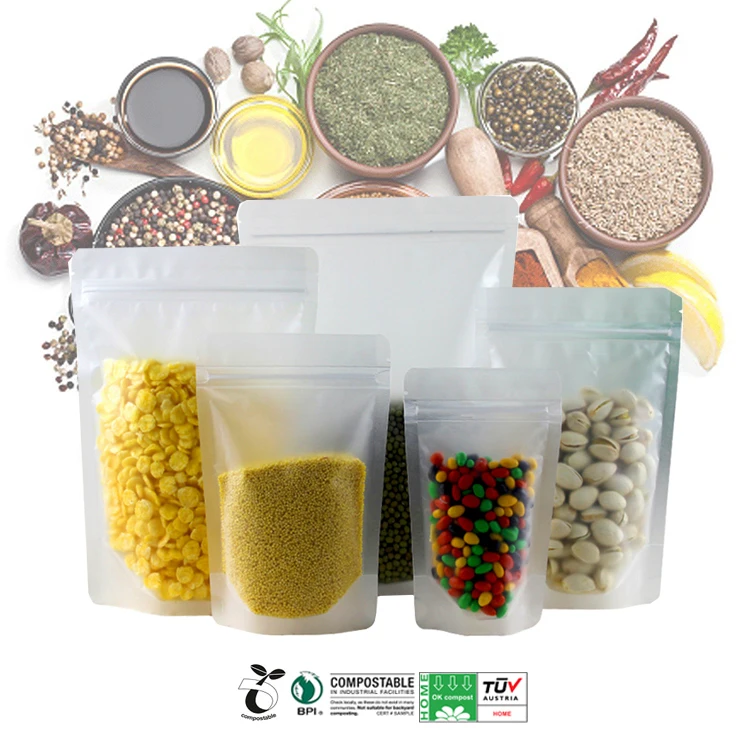 Напечатанный на заказ экологически чистый биоразлагаемый прозрачный пластиковый мешок для пищевых специй с 3 боковыми уплотнениями, упаковочный мешок для специй