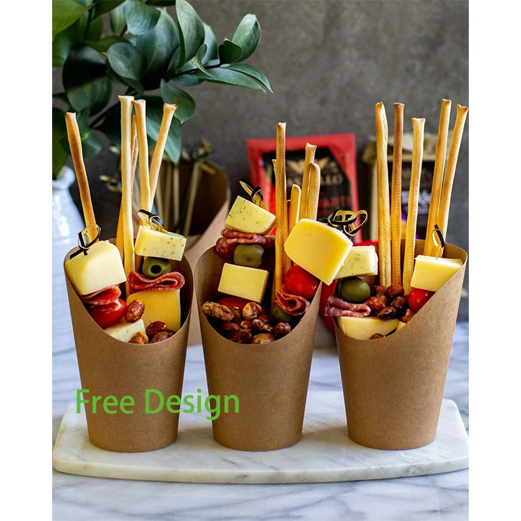 Изготовленные на заказ экологически чистые одноразовые пузырьковые вафельные чашки для выпаса картофеля фри черного коричневого цвета, упаковка для мясных закусок, бумажные стаканчики на вынос