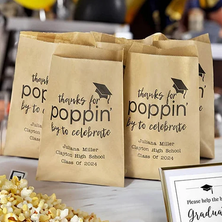 Изготовленная на заказ маленькая сумка для печенья, пончика, попкорна, для детей, вечерние, маслостойкие, крафт-бумажные, сэндвич-мешки, одноразовая коричневая бумажная сумка для обеда
