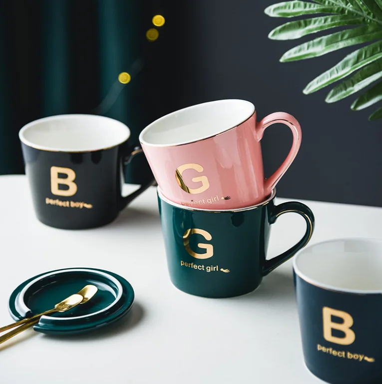 Роскошная высококачественная фарфоровая кофейная кружка Brett с логотипом на заказ, чашка для пары, свадебный подарок