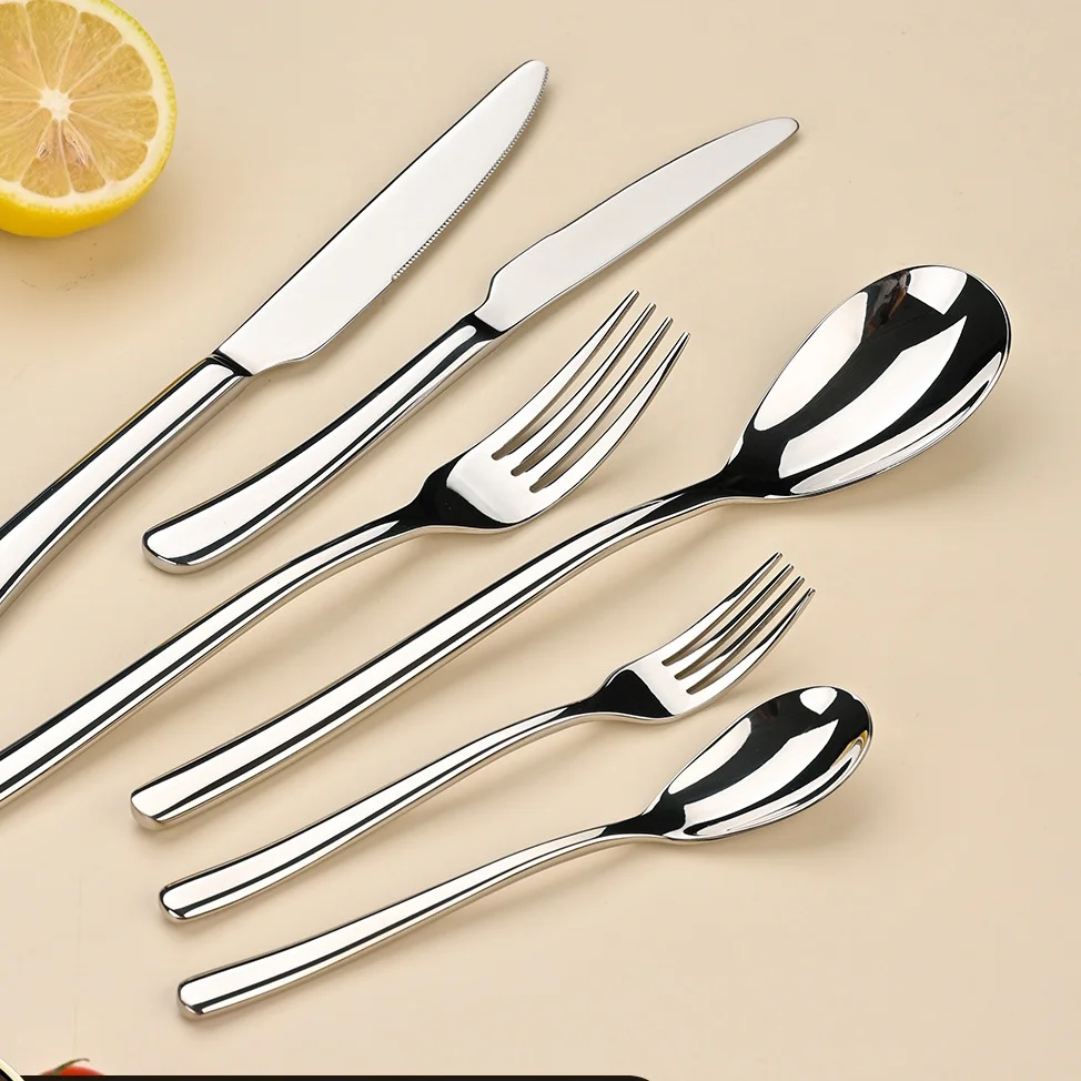 Высококачественный набор серебряных вилок-ложек из нержавеющей стали для ресторанов и особых мероприятий
