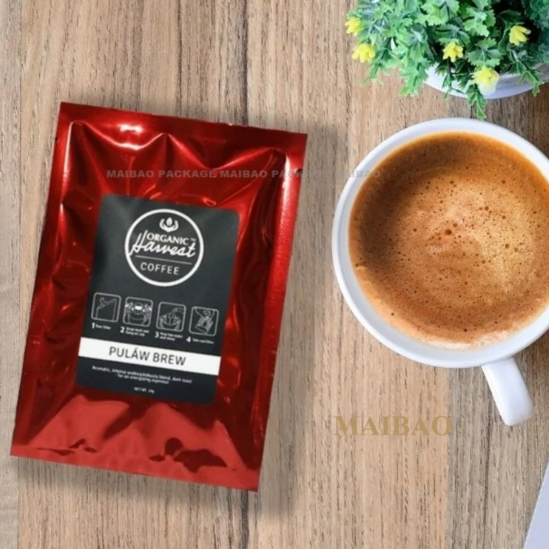Пакет с цифровой печатью, матовый цветной капельный кофе, герметичный пакетик для кофе, упаковка для кофе, алюминиевая фольга, трехсторонний уплотнитель, пустой чайный пакетик