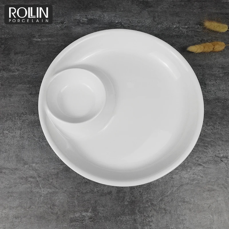 Фарфоровая тарелка по индивидуальному заказу, оптовая продажа, сервировочная тарелка для ресторана, керамическая тарелка с миской для школы