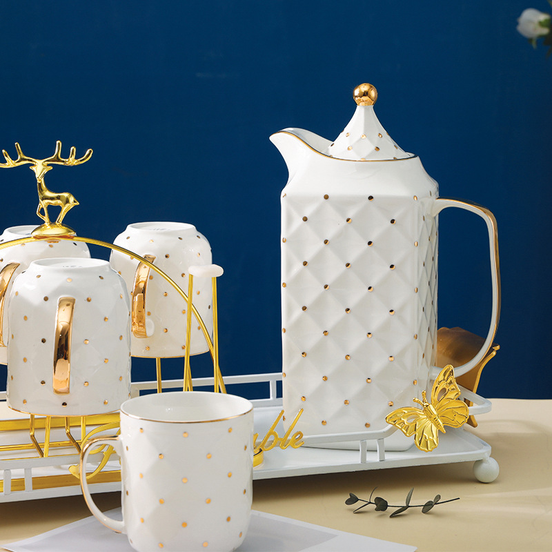 6 Cups Turkish Modern Household Coffee Mug Pot Saucer Creative Arabic Gift Box Gift Set Tea Set