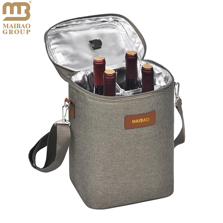 Изготовленные на заказ портативные экологически чистые пляжные водные круглые сумки для переноски пива с термоизоляцией, доставка ледяных напитков, 2 бутылки, сумки-холодильники для вина