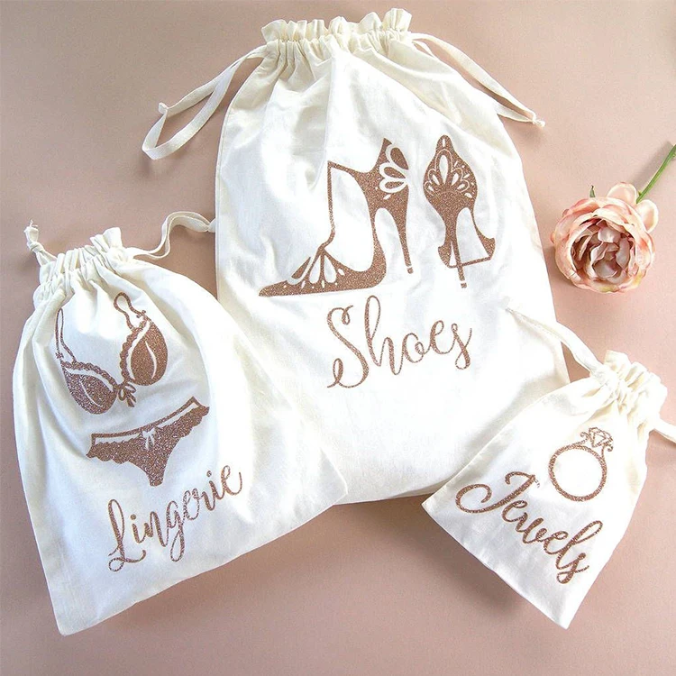 Индивидуальная маленькая мягкая прочная хлопковая сумка на шнурке, эко складная холщовая сумка для обуви, розовая тканевая хлопковая сумка для стирки с шнурком