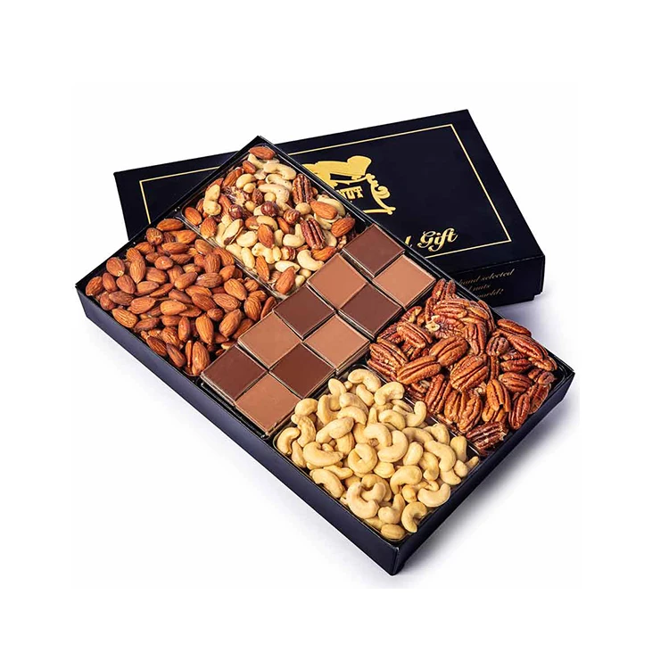 Оптовая продажа, дешевая индивидуальная печатная экологически чистая одноразовая крафт-бумага, ядра сухофруктов, упаковка орехов, подарочная упаковка, коробка