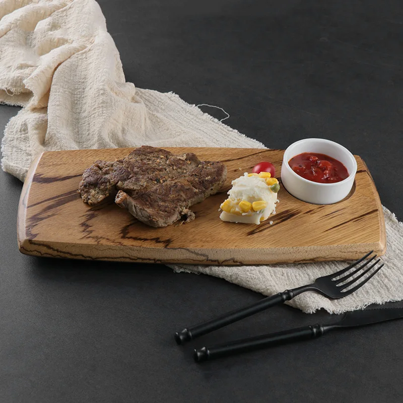 Оптовая торговля индивидуальный логотип обеденная тарелка стейк деревянная сервировочная тарелка деревянные тарелки для ресторанов