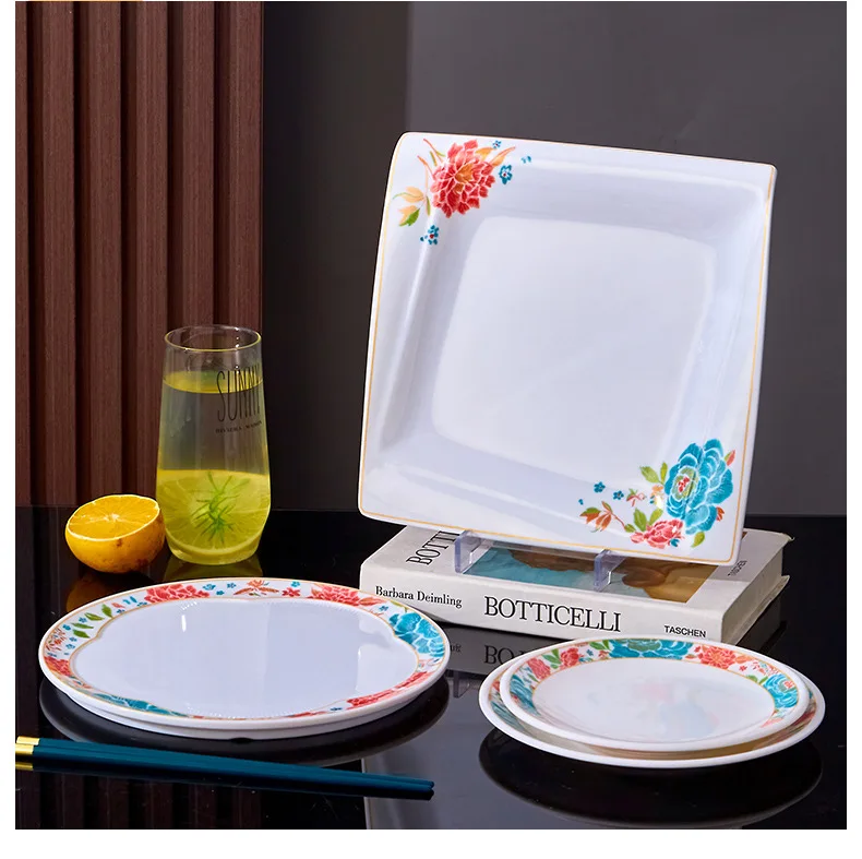 Меламиновые сервировочные тарелки, устойчивые к царапинам, элегантный дизайн для оптовой продажи товаров для общественного питания в отелях