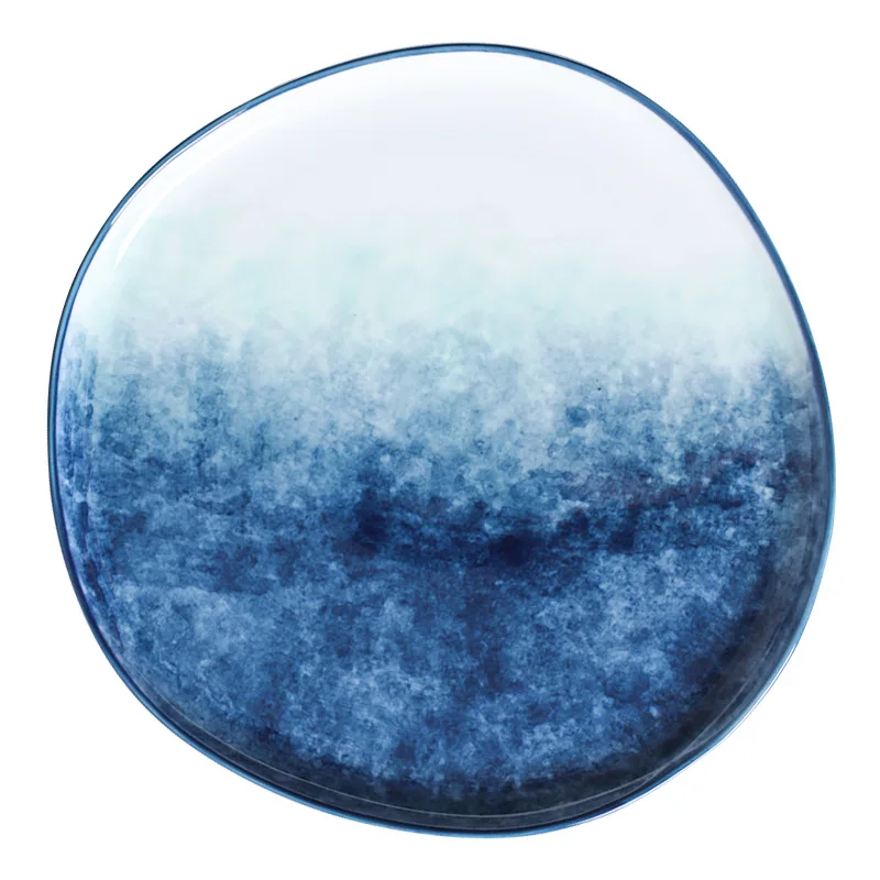 Factory Wholesale Handmade Gradient Dessert Plate Creative Steak Plates Irregular Ceramic Dish Plate