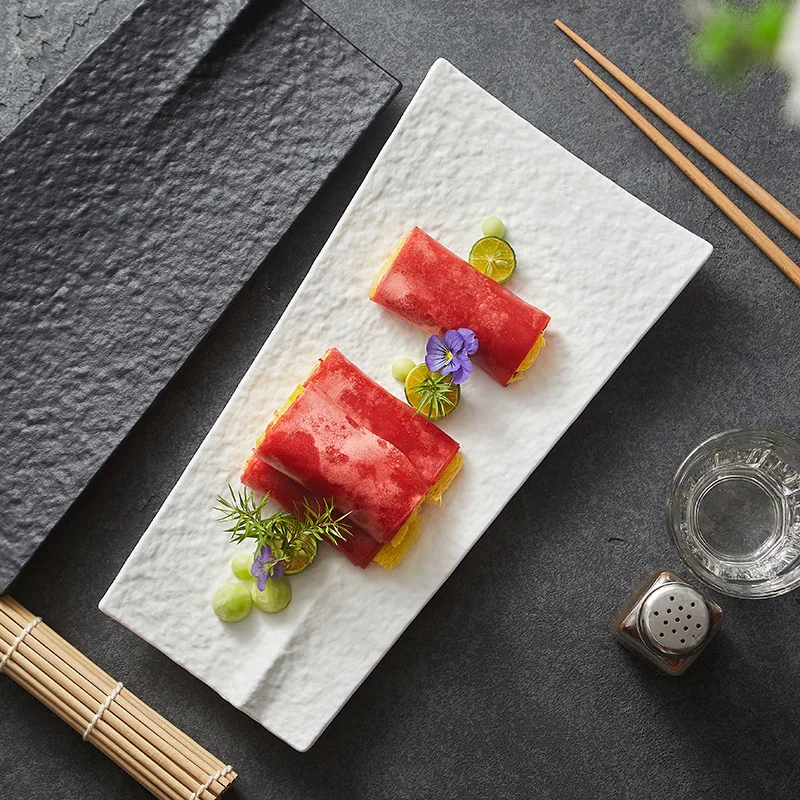 Luxury Japanese Sushi and Sashimi Plate Set Wood Ceramic Dessert Party Snack Plate for Hotels Restaurants Special Occasions