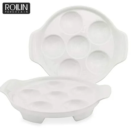 Белый фарфоровый поднос для улиток для ресторана и дома