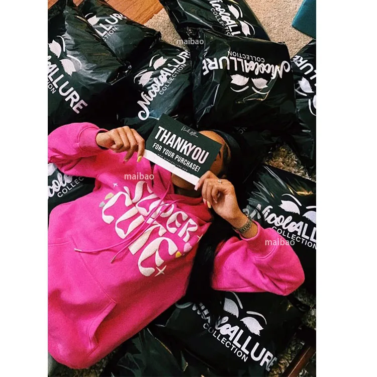 定制标志邮袋哑光黑色服装包装运输信封环保聚乙烯邮袋塑料包裹袋带标志