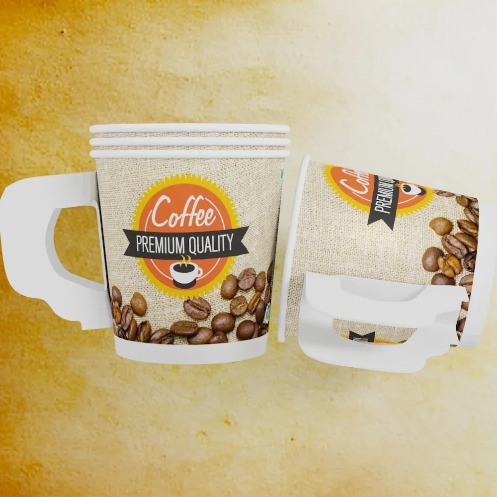 Хорошее качество печатные ламинированные водонепроницаемые одноразовые одноразовые бумажные чашки для чая и блюдца для свадебной вечеринки и блюдца с ручками