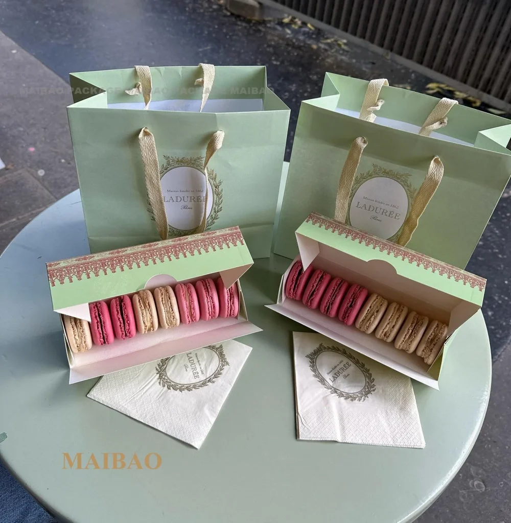 Оптовая продажа, розовая коробка для макарон, роскошная мини-упаковочная коробка для пончиков, картонная коробка с принтом на заказ, еда, тирамису, послеобеденный чай, торт, бумажная коробка