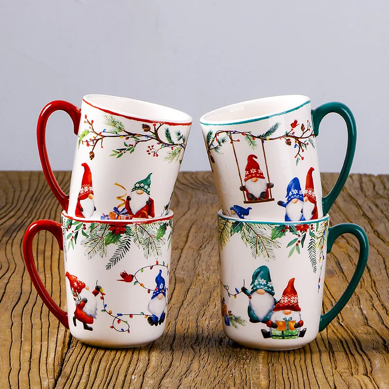 Christmas Ceramic Dishes Large Dining Plat Dinnerware Sets Ceramic Christmas Atmosphere Tableware Under Glazed Color