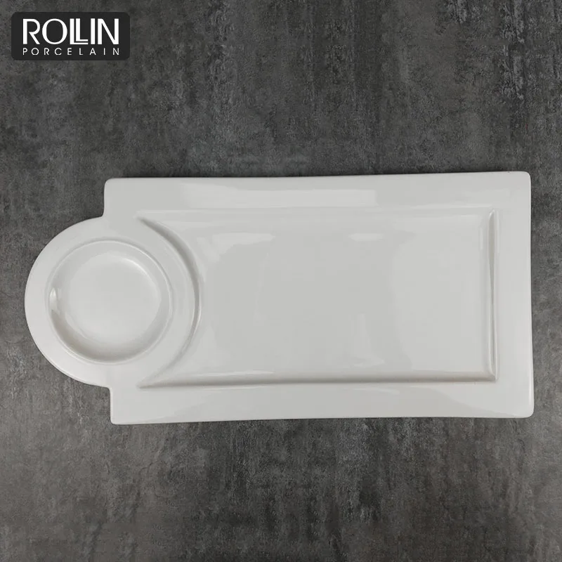 Керамическая плита для приготовления пищи неправильной формы для свадебного банкета Массовые керамические тарелки Простые керамические тарелки