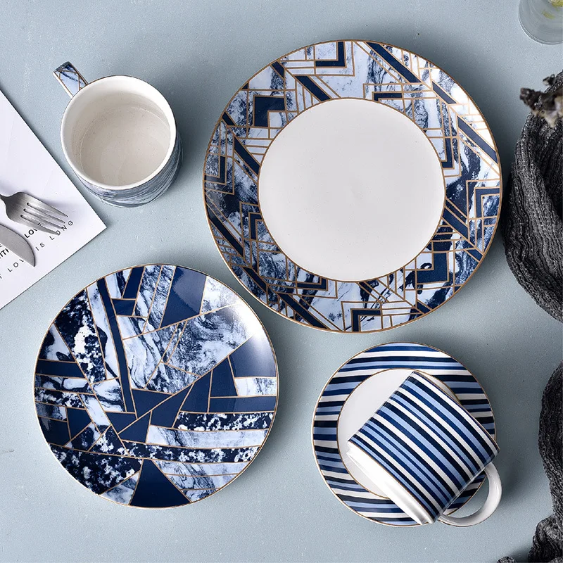 Household Solid Color Ceramic Dinner Plate Bowl Combination Restaurant Tableware Ceramic Bowl Set