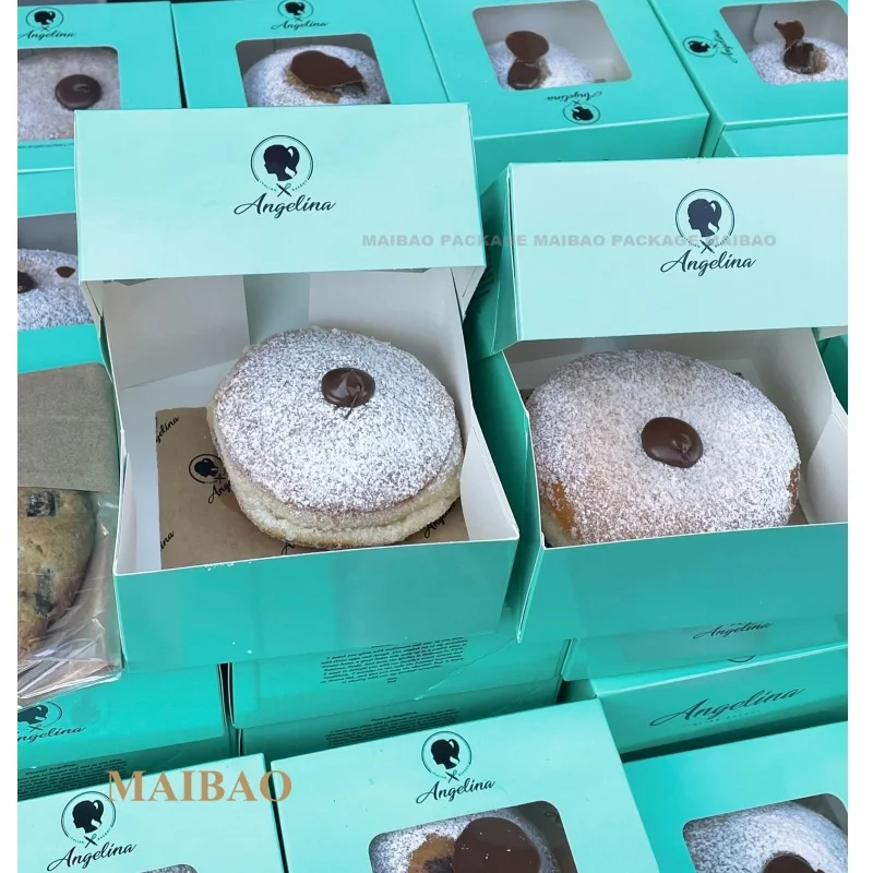 Розовый печатный дизайн, упаковка для закусок, хлебобулочных изделий, коробка для пончиков для выпечки на 12 пончиков, коробка для выпечки, мини-коробка для выпечки пончиков, индивидуальный логотип