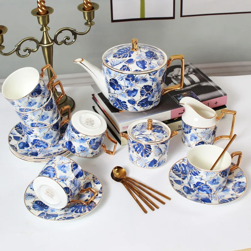 15PCS Ceramic Coffee Set Bone China Afternoon Gift Box Tea Red Tea Set Coffee Cup and Saucer
