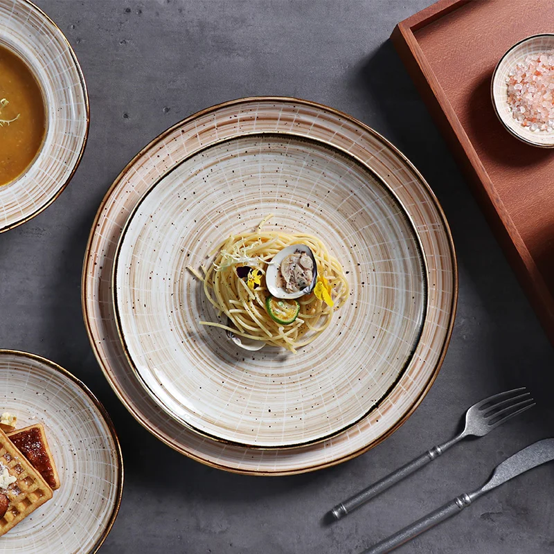 Набор керамической посуды Chaozhou, керамическая глазурованная тарелка на заказ, керамические обеденные тарелки, фарфоровая сервировочная тарелка для закусок