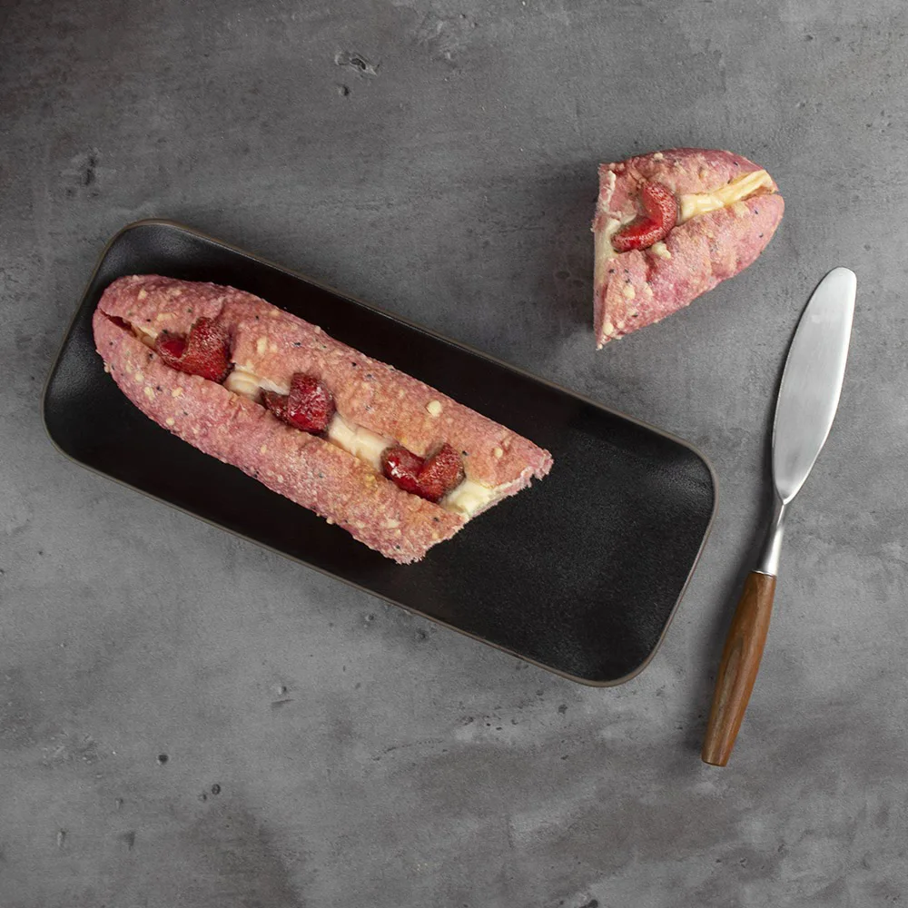 Высокотемпературные фарфоровые тарелки, скандинавские прямоугольные закругленные углы, матовая черная тарелка для салата, тарелка для хлеба