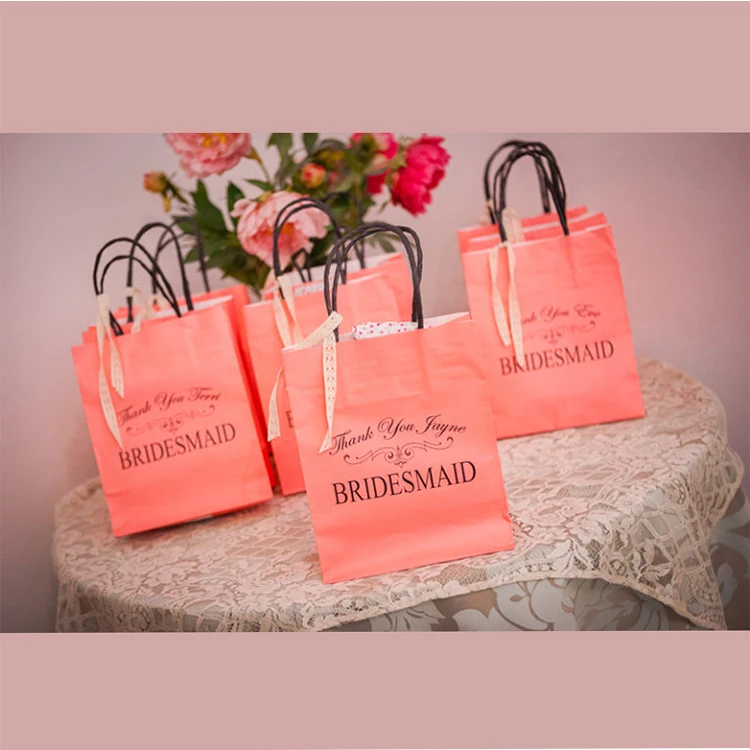 Маленькая коричневая, черная, белая, индивидуальная печать, бутик, подарочная упаковка, упаковка для ювелирных изделий, сумка для покупок из крафт-бумаги с ручками