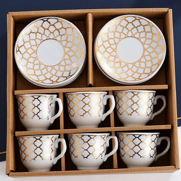 Creative Ceramic Coffee Cup Office Home Hotel Ceramicset 6 Cups 6 Saucer Coffee Cup Saucer Gift Set