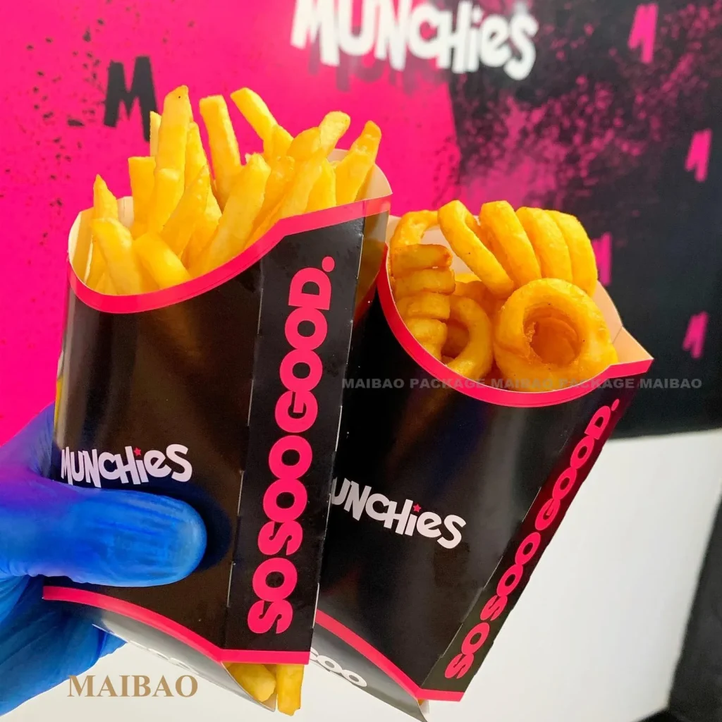 Одноразовые картонные коробки для фаст-фуда на заказ, упаковочные коробки для ланча, гамбургера, жареной курицы, бумажные коробки для картофеля фри на вынос