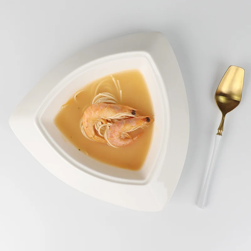 Керамическая миска для супа, обеденный набор, керамическая миска для супа с крышкой, белая фарфоровая глубокая тарелка для супа с крышкой для банкета в отеле