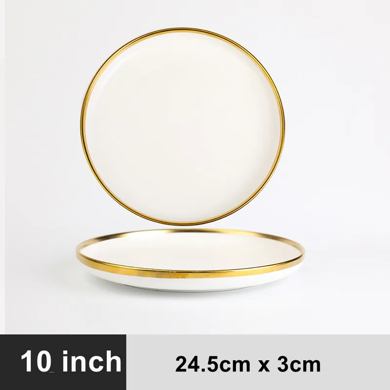 Luxury Tableware Porcelain Dinnerware White Dinner Plates and Bowls Set for Wedding Ceramic Dishes With Gold Rim