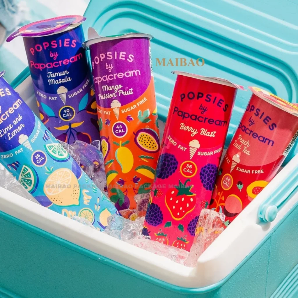 Оптовая продажа, биоразлагаемая упаковка на заказ, 100 мл, 120 мл, алюминиевая фольга, упаковка для мороженого, эскимо, выжимка, трубка Calippo, конусная чашка