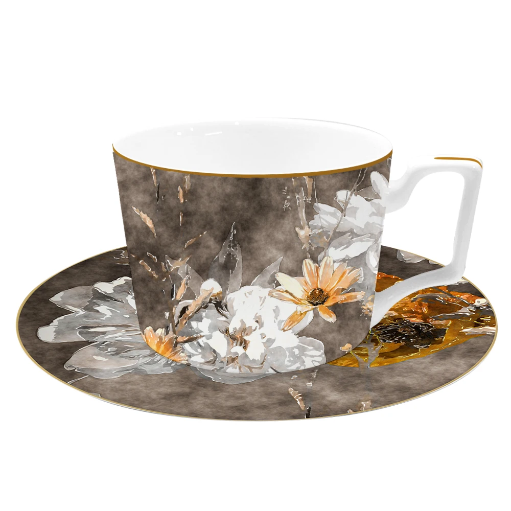 Антикварные тарелки с золотой оправой и цветочным принтом, сервировочное блюдо, керамические фарфоровые тарелки для банкетного зарядного устройства для свадьбы