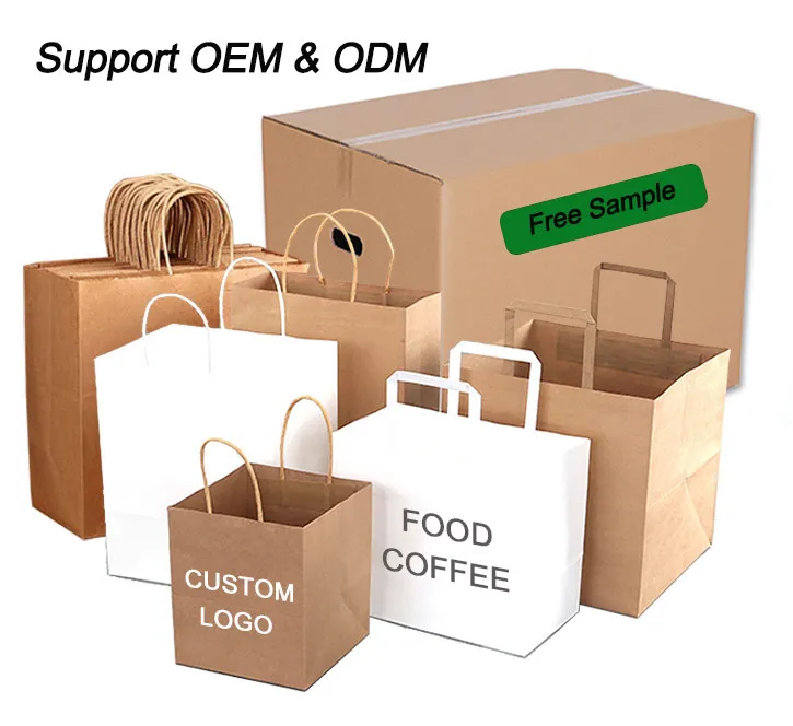 Оптовая продажа бумажного пакета с логотипом в подарок коричнево-белая упаковка Bolsa De Papel торговый мешок из крафт-бумаги производство бумажных пакетов из крафт-бумаги