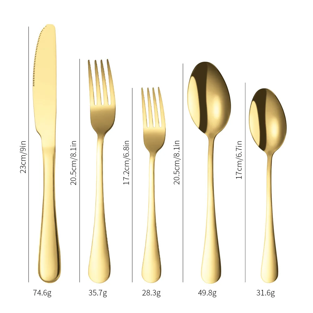 40 Pieces Gold Stainless Steel Cutlery Set for 8 People Dinner Spoons Fork Knife Flatware Sets