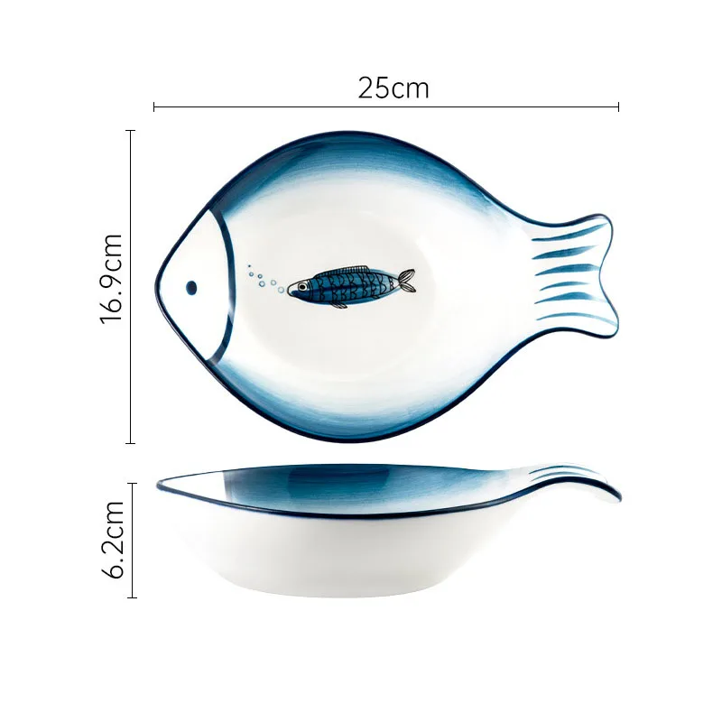 High Quality Creative Fish Shaped Plate Ceramic Serving Platter Fish Dish for Restaurant Home