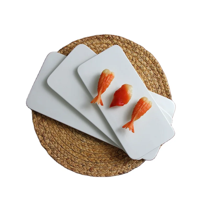 Керамический плоский поднос, белый фарфоровый японский обеденный сервиз, посуда, набор тарелок для суши, белый сервировочный набор для суши