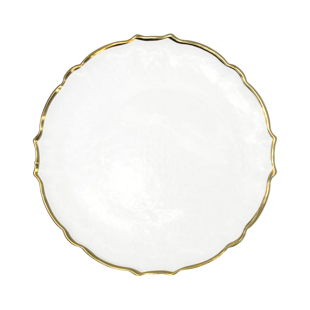 Новая индивидуальная высококачественная зарядная пластина из прозрачного стекла с золотой оправой и подсолнечником