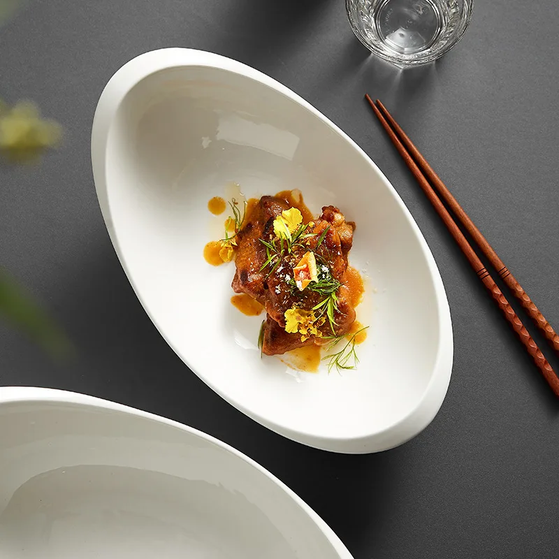 Ceramic Dinner Plate Salad Fruit Pasta Dessert Puree Soup Serving Bowl Home Restaurant Dinnerware Set Dinner Plates in Wedding